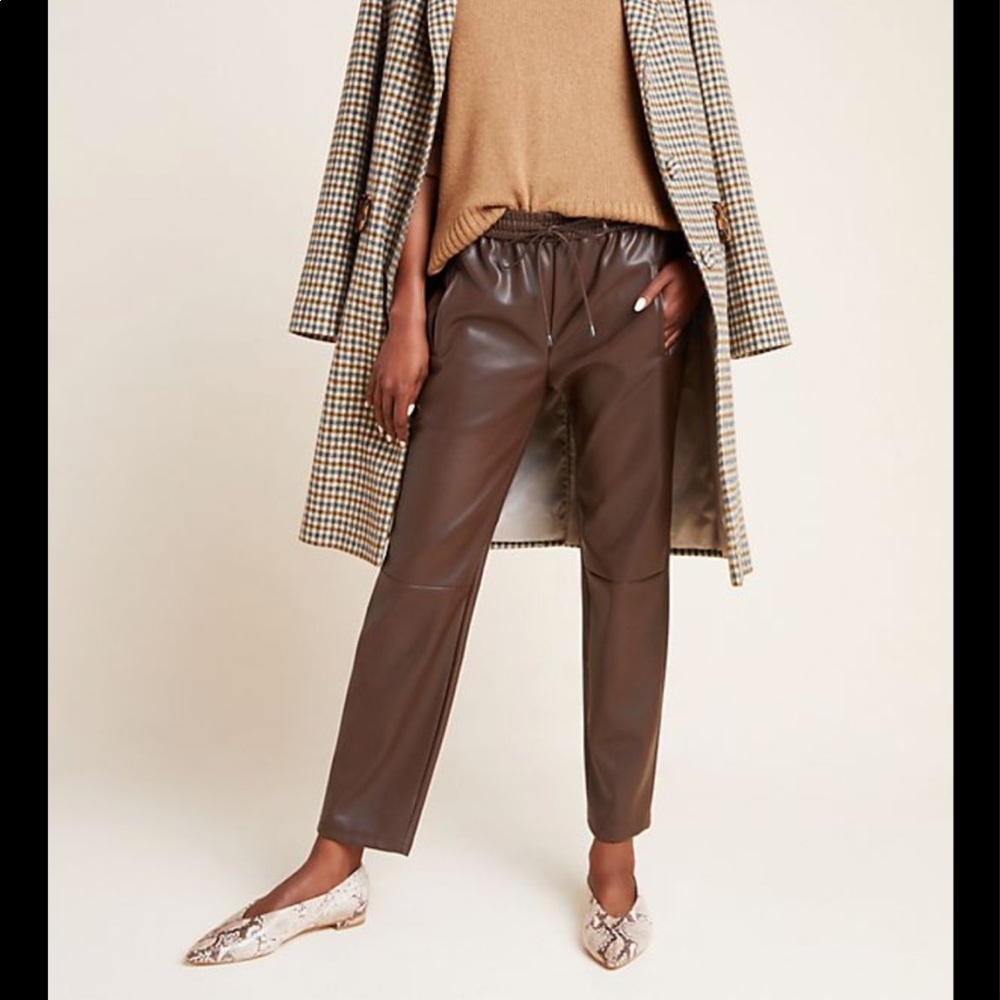NWT Anthropologie Faux Leather Joggers
